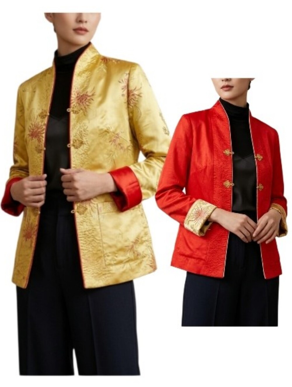 Vintage Mandarin Collar Reversible Jacket